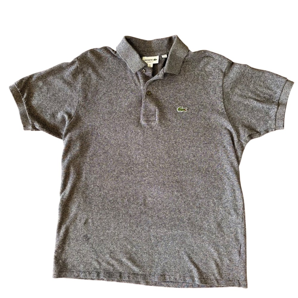 Lacoste Classic Polo Shirt Mens Large L Grey Heathered Cotton Preppy Collared